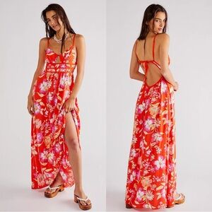Free People Orange Wisteria Maxi Dress